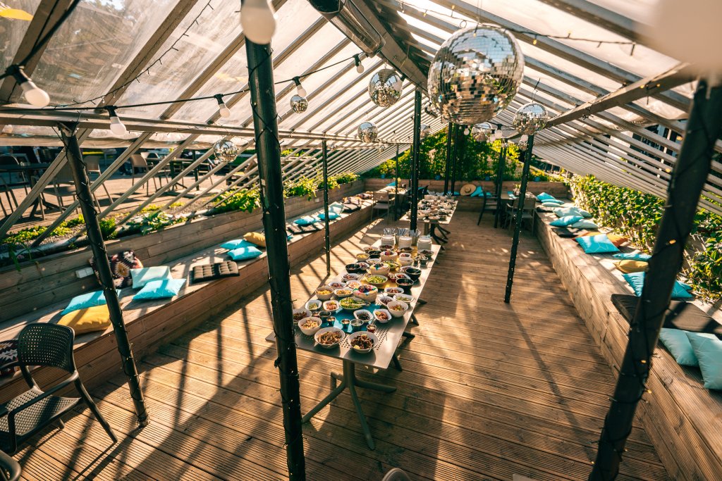Rooftop garden lounge at San Diego Pub